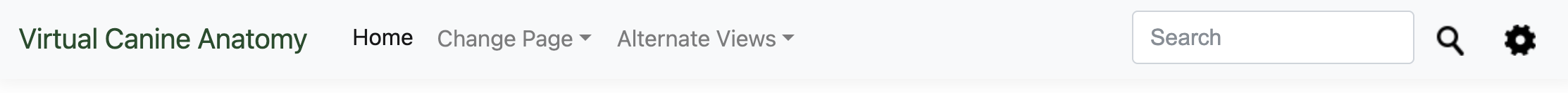 Navigation bar with Home, Change Page, Alternate Views, search, and Settings controls