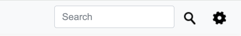 Search field and gear-shaped Settings icon in the top-right corner of the page